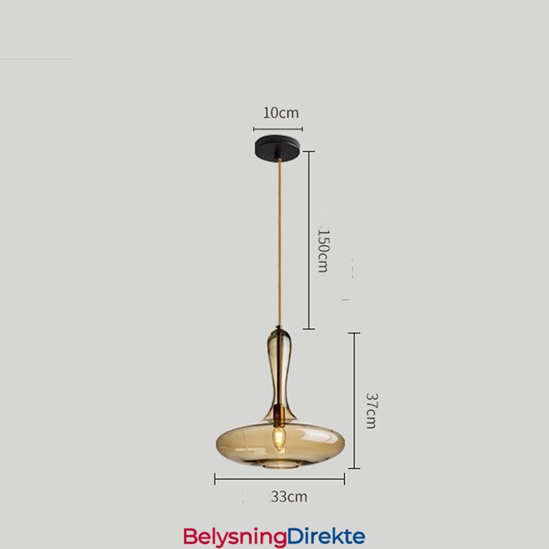 Nordisk Glass Pendellampe Med Ravskjerm Og Taklampe