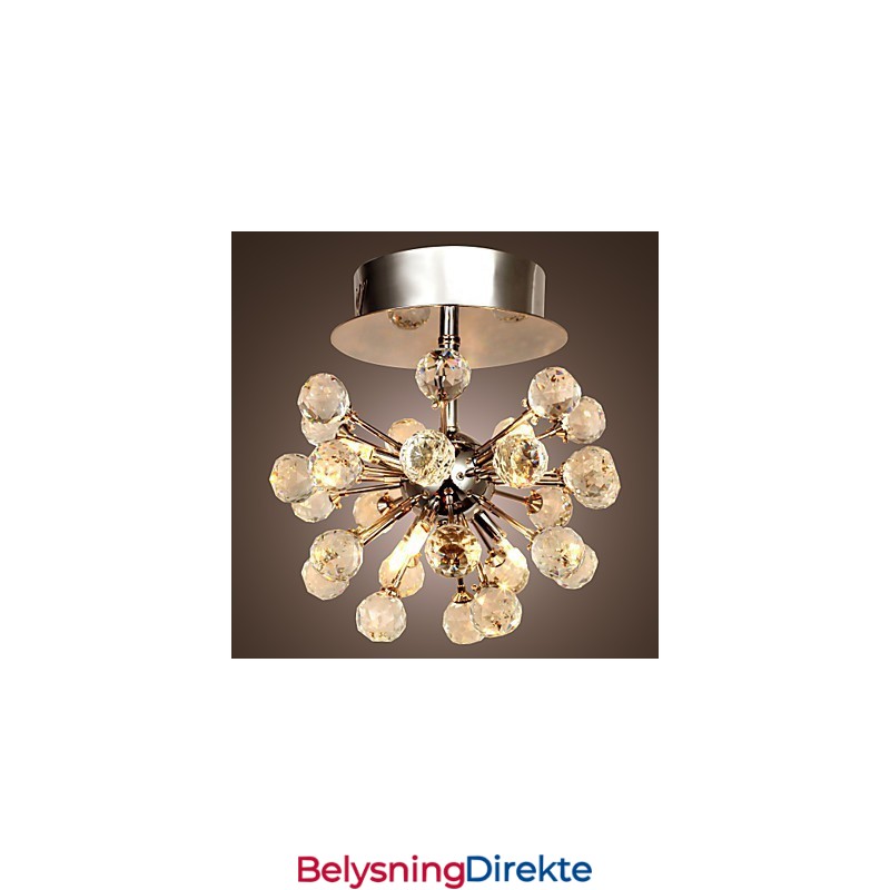 Moderne Samtids Krystall Mini-Style Krom Metall Lysekrone Innfelt Montering