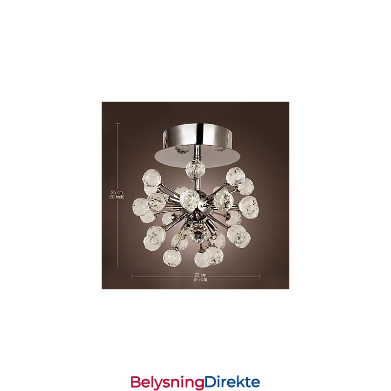 Moderne Samtids Krystall Mini-Style Krom Metall Lysekrone Innfelt Montering