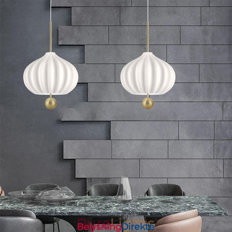 Moderne Hvit Glass Pendellampe Kuleformet Minimalistisk Taklampe
