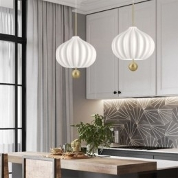 Moderne Hvit Glass Pendellampe Kuleformet Minimalistisk Taklampe