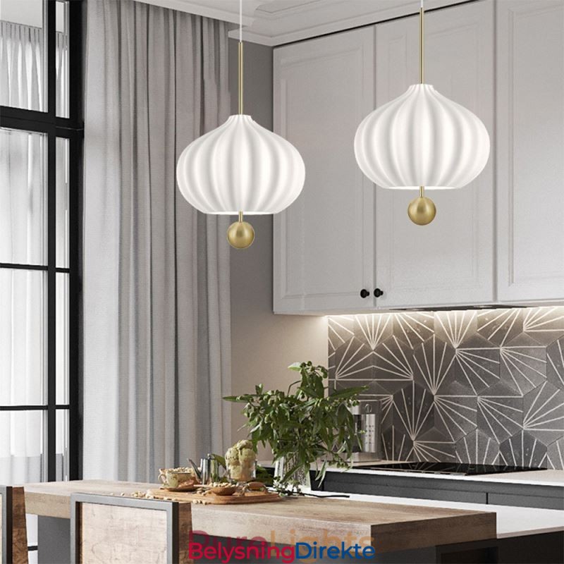 Moderne Hvit Glass Pendellampe Kuleformet Minimalistisk Taklampe