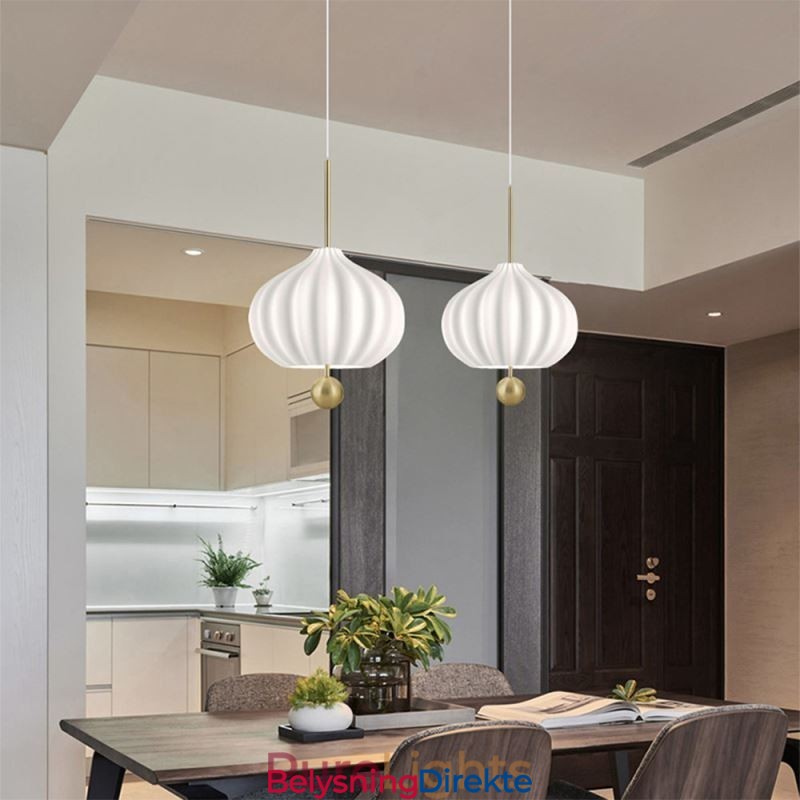 Moderne Hvit Glass Pendellampe Kuleformet Minimalistisk Taklampe
