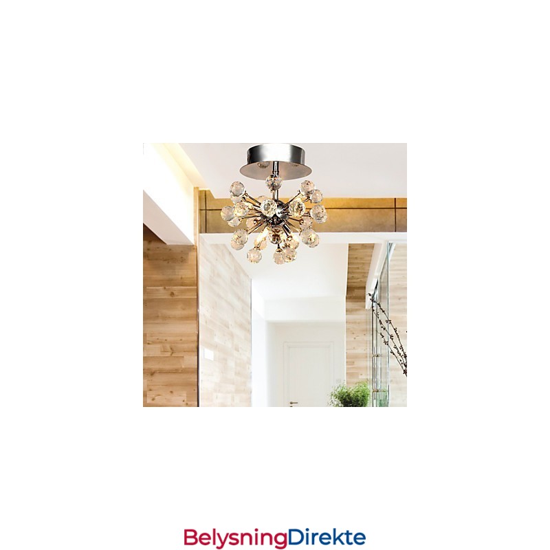 Moderne Samtids Krystall Mini-Style Krom Metall Lysekrone Innfelt Montering