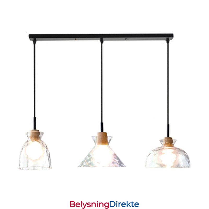 Moderne Enkel Pendellampe Vanngjennomtrengelig Glass 3 Taklamper Nattbordslampe