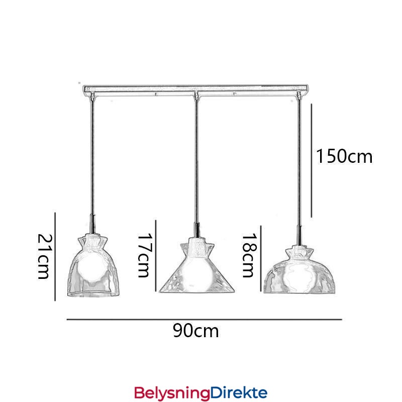 Moderne Enkel Pendellampe Vanngjennomtrengelig Glass 3 Taklamper Nattbordslampe