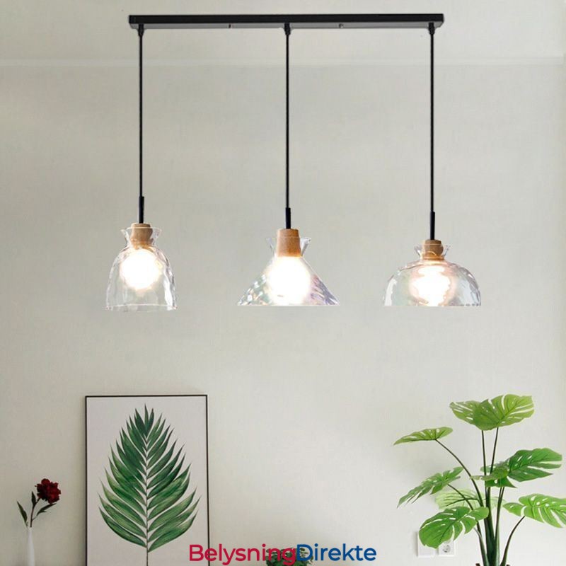 Moderne Enkel Pendellampe Vanngjennomtrengelig Glass 3 Taklamper Nattbordslampe