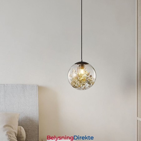 Glasskulependellampe Med Blader, Julehengende Belysning