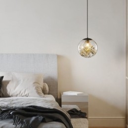 Glasskulependellampe Med Blader, Julehengende Belysning