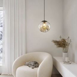 Glasskulependellampe Med Blader, Julehengende Belysning