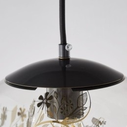 Glasskulependellampe Med Blader, Julehengende Belysning