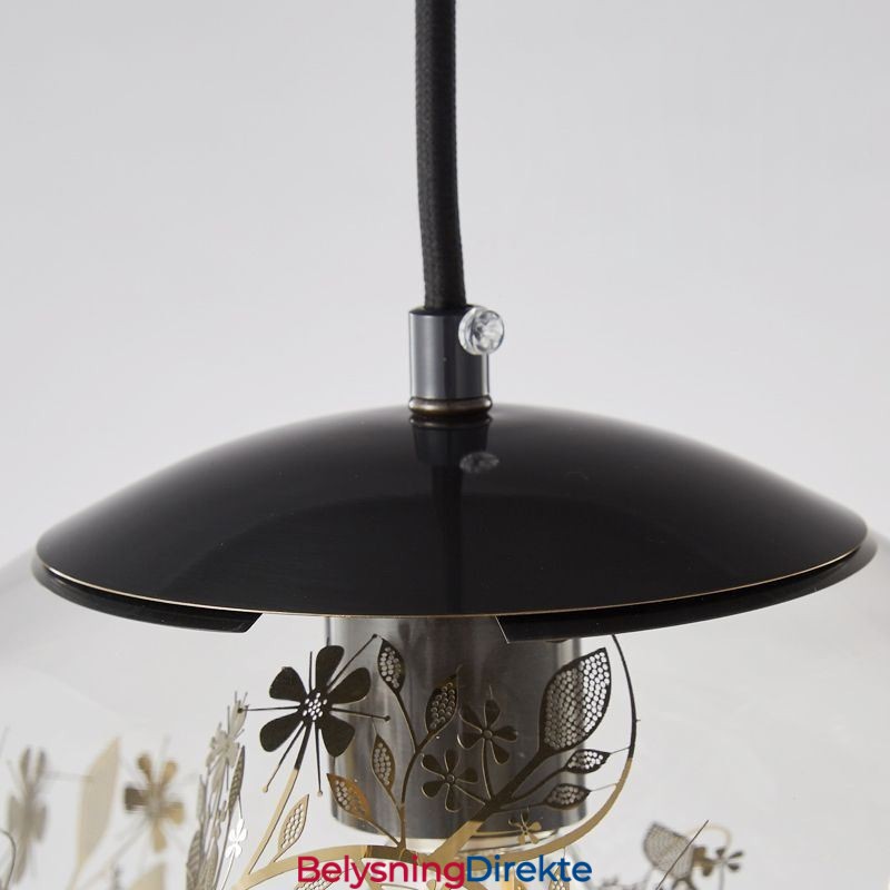 Glasskulependellampe Med Blader, Julehengende Belysning