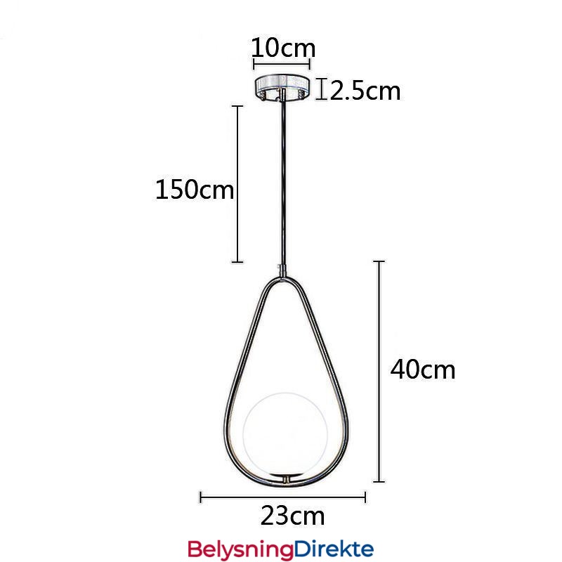 Moderne Globeformet Pendellampe I Glass Med Vanndråper