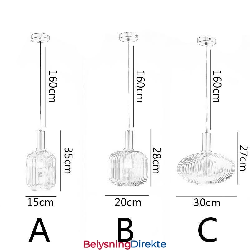 Moderne Pendellampe Med Én Lyskilde I Glass, Pendellampeøy