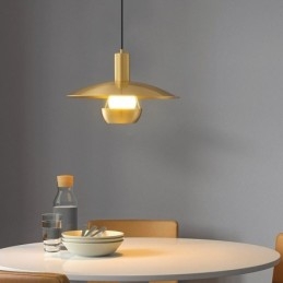 Børstet Gullfarget Pendellampe Med Enkelt Hode