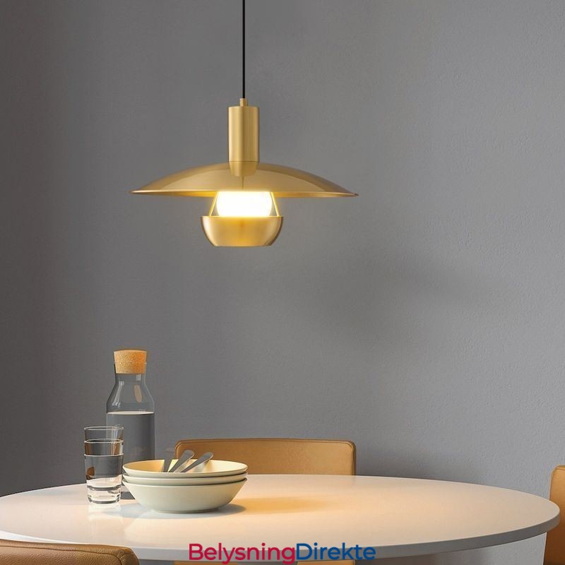 Børstet Gullfarget Pendellampe Med Enkelt Hode