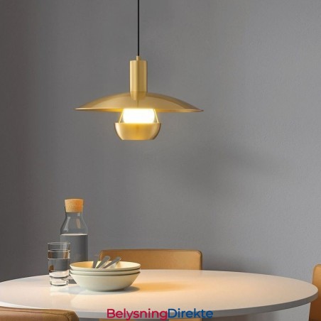 Børstet Gullfarget Pendellampe Med Enkelt Hode