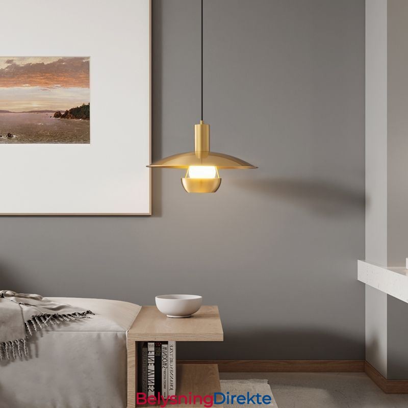 Børstet Gullfarget Pendellampe Med Enkelt Hode