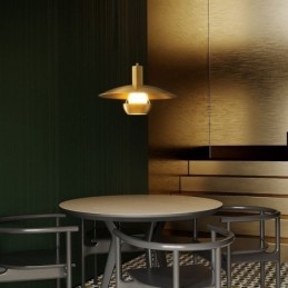 Børstet Gullfarget Pendellampe Med Enkelt Hode