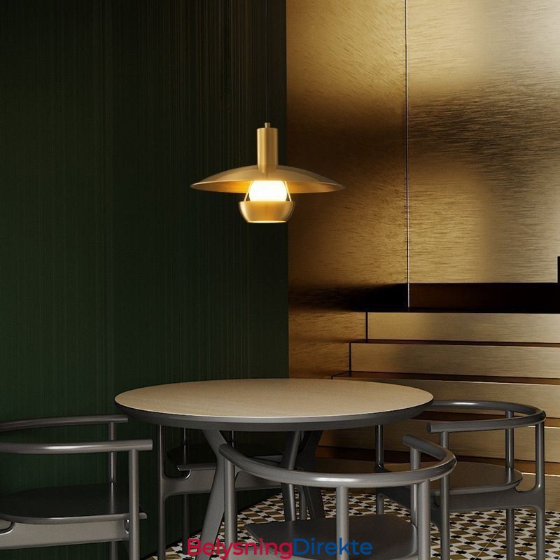 Børstet Gullfarget Pendellampe Med Enkelt Hode