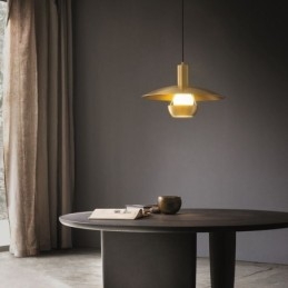 Børstet Gullfarget Pendellampe Med Enkelt Hode