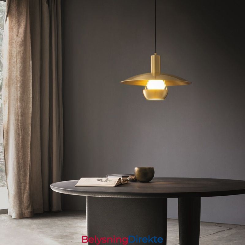 Børstet Gullfarget Pendellampe Med Enkelt Hode