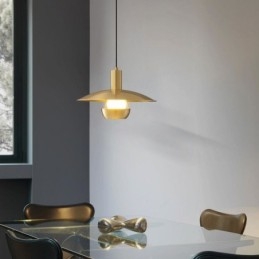 Børstet Gullfarget Pendellampe Med Enkelt Hode