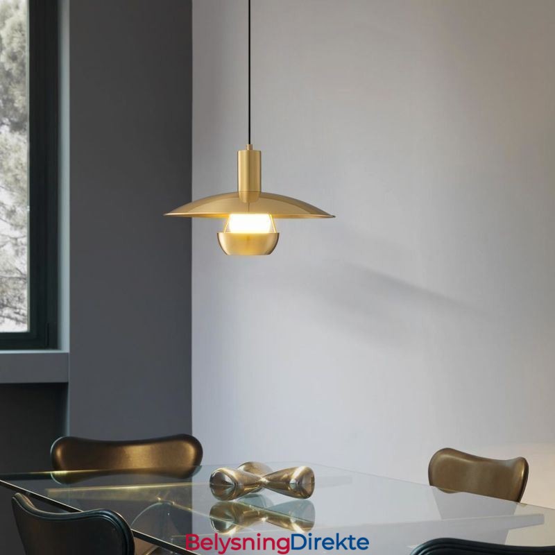 Børstet Gullfarget Pendellampe Med Enkelt Hode