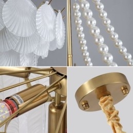 Europeisk Glass Pendellampe Postmodern Kamskjell Hengelampe