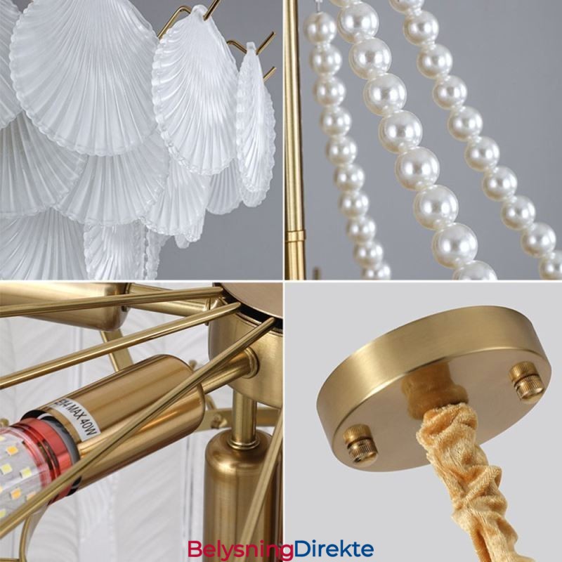 Europeisk Glass Pendellampe Postmodern Kamskjell Hengelampe