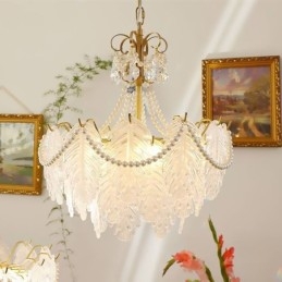 Europeisk Glass Pendellampe Postmoderne Bladformet Hengelampe