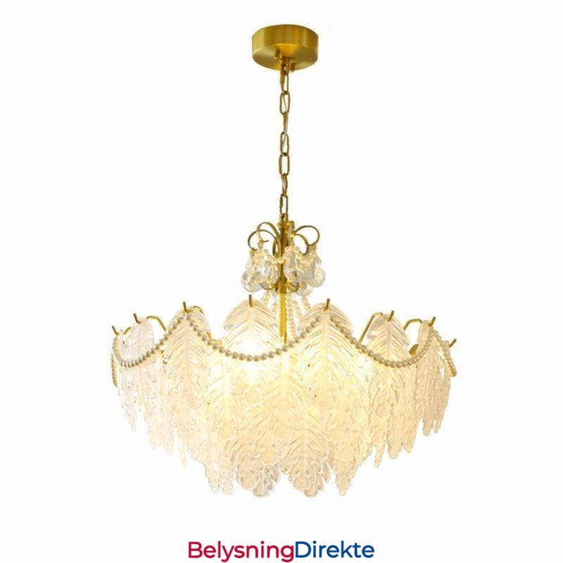 Europeisk Glass Pendellampe Postmoderne Bladformet Hengelampe