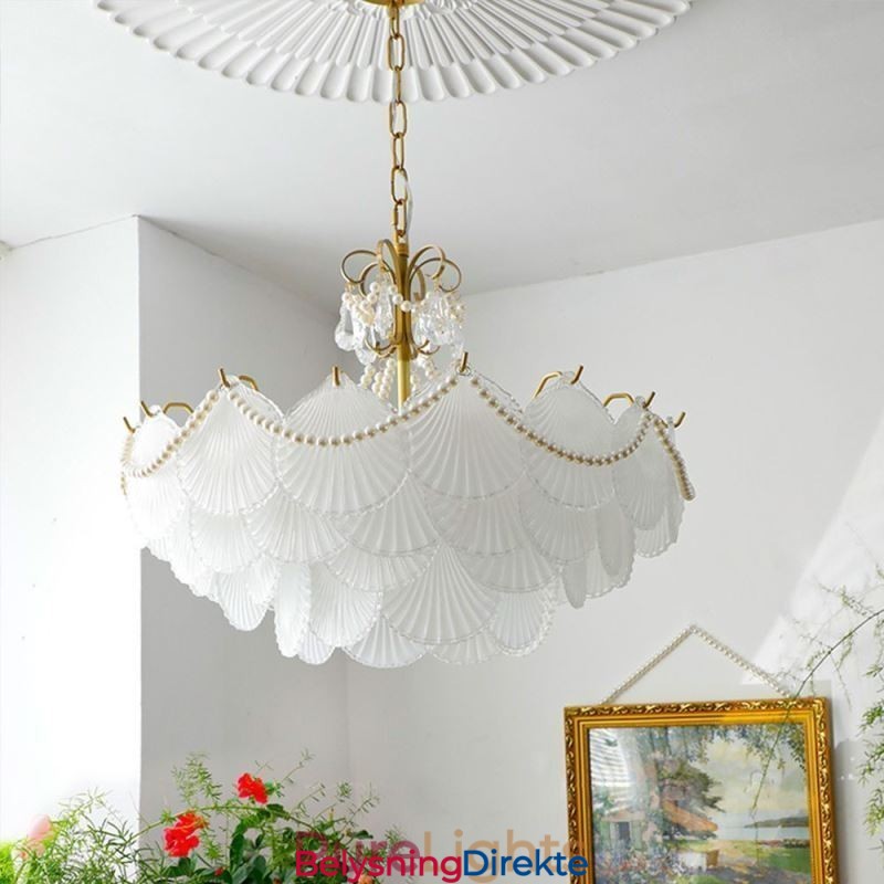 Europeisk Glassanhengslampe Elegant Kamskjellhengelampe