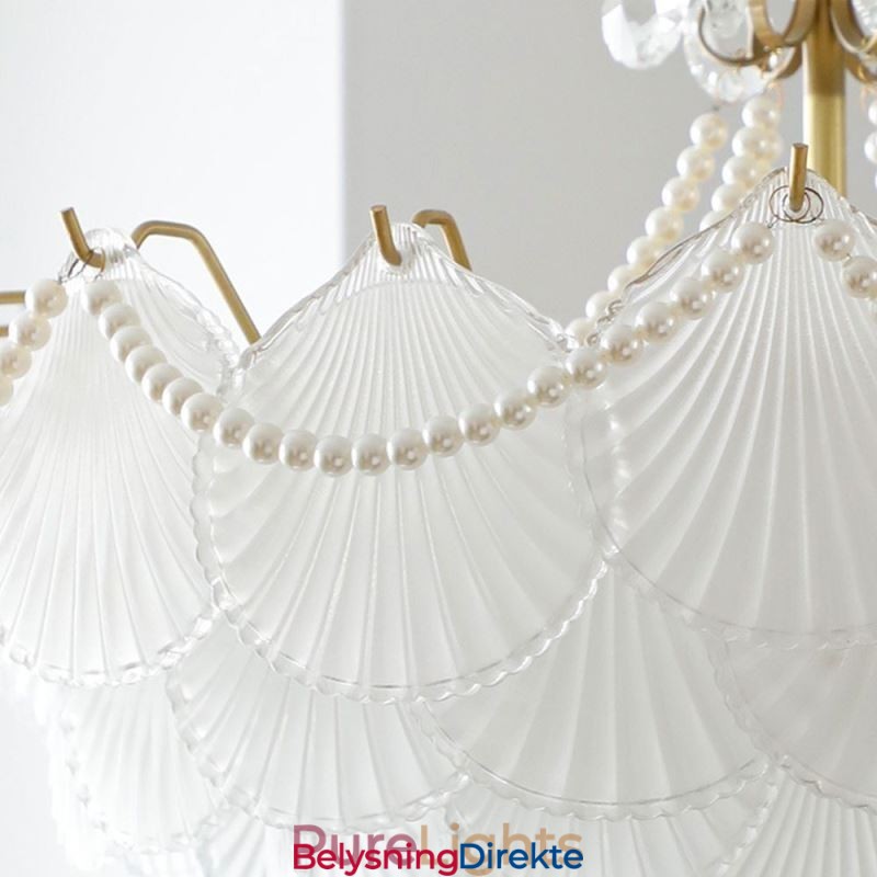 Europeisk Glassanhengslampe Elegant Kamskjellhengelampe