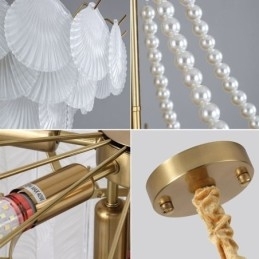 Europeisk Glassanhengslampe Elegant Kamskjellhengelampe