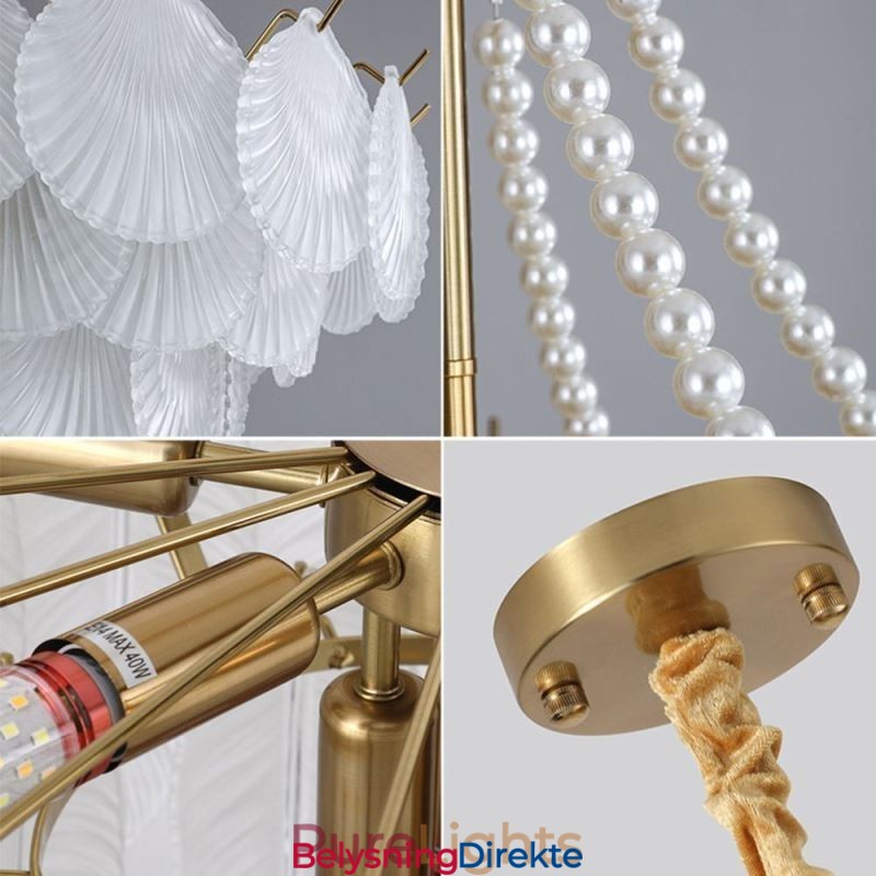 Europeisk Glassanhengslampe Elegant Kamskjellhengelampe