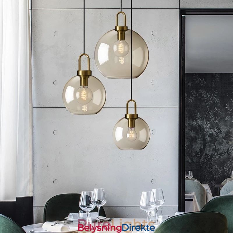 Pendellampe Med 3 Lys Og Glassskjerm, Øy