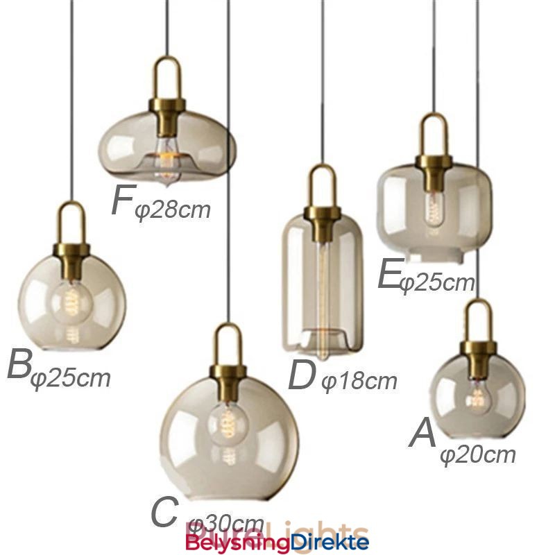 Pendellampe Med 3 Lys Og Glassskjerm, Øy