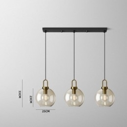 Pendellampe Med 3 Lys Og Glassskjerm, Øy