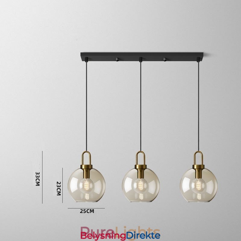 Pendellampe Med 3 Lys Og Glassskjerm, Øy