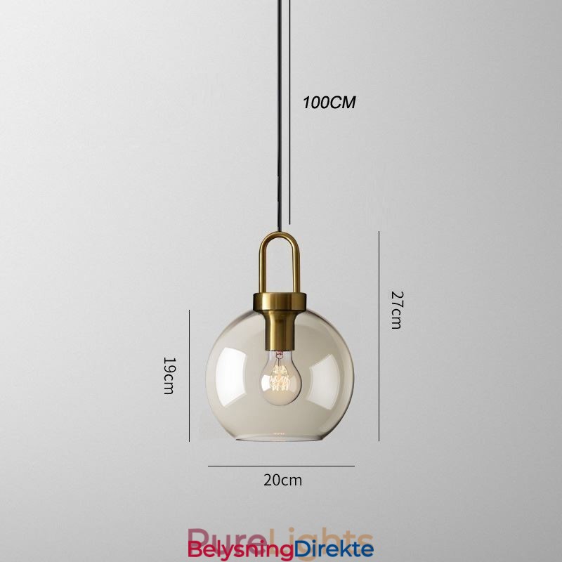 Pendellampe Med 3 Lys Og Glassskjerm, Øy