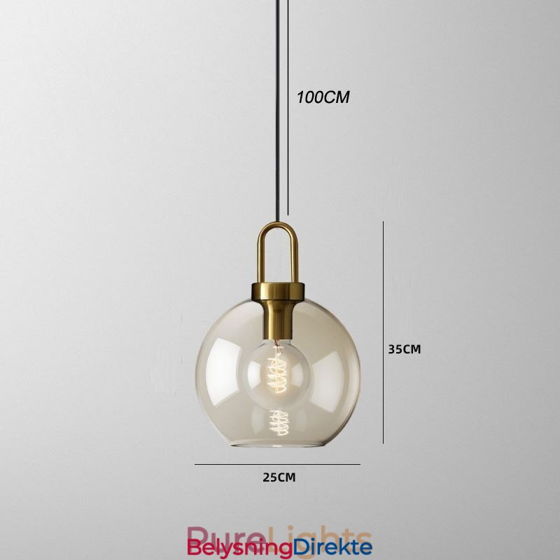 Pendellampe Med 3 Lys Og Glassskjerm, Øy