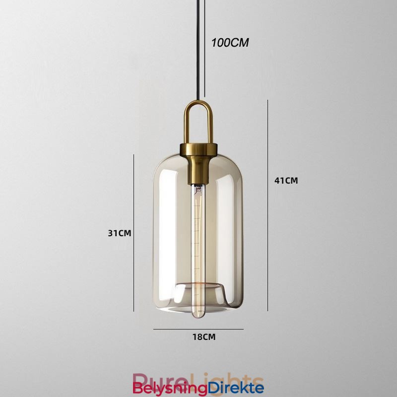 Pendellampe Med 3 Lys Og Glassskjerm, Øy