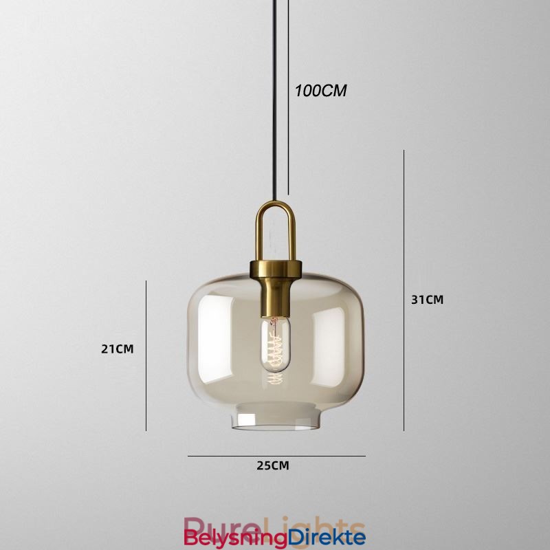 Pendellampe Med 3 Lys Og Glassskjerm, Øy