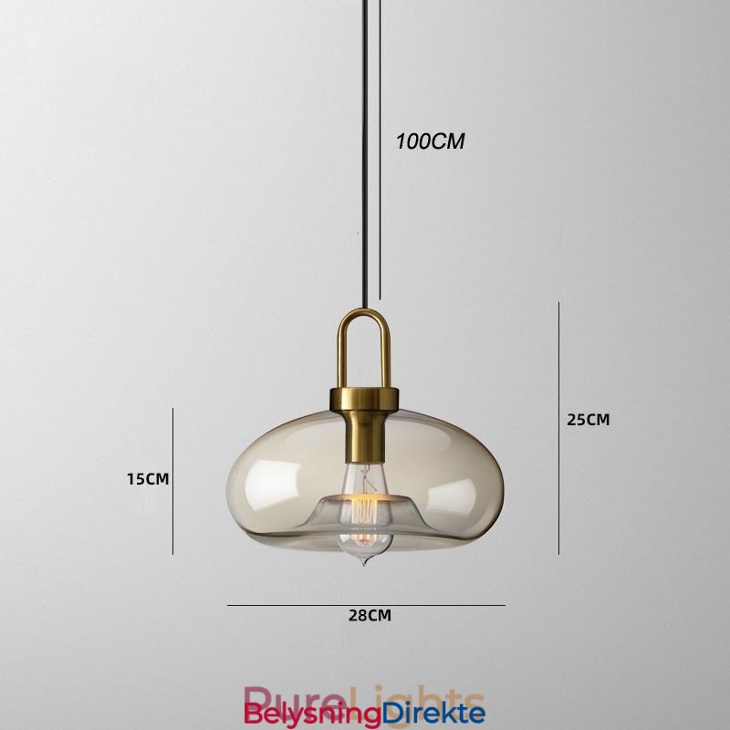 Pendellampe Med 3 Lys Og Glassskjerm, Øy