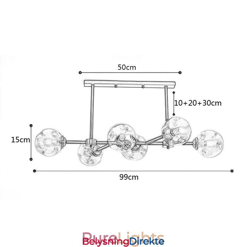 Moderne Glasstaklampe Med 6 Lys, Magic Bean-Lampe