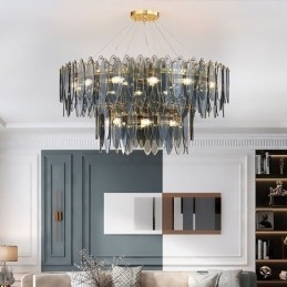 Moderne Rund Glassanhengslampe Elegant Glasslysekrone