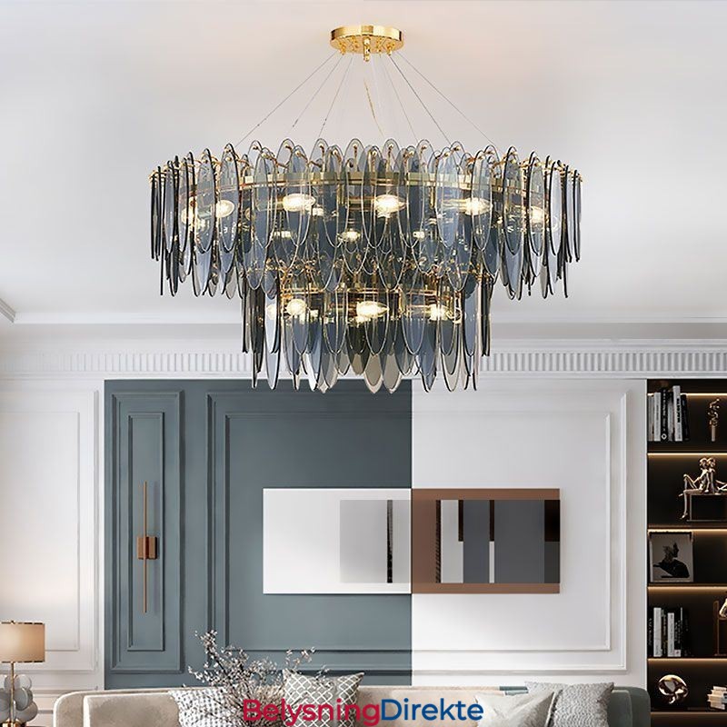 Moderne Rund Glassanhengslampe Elegant Glasslysekrone