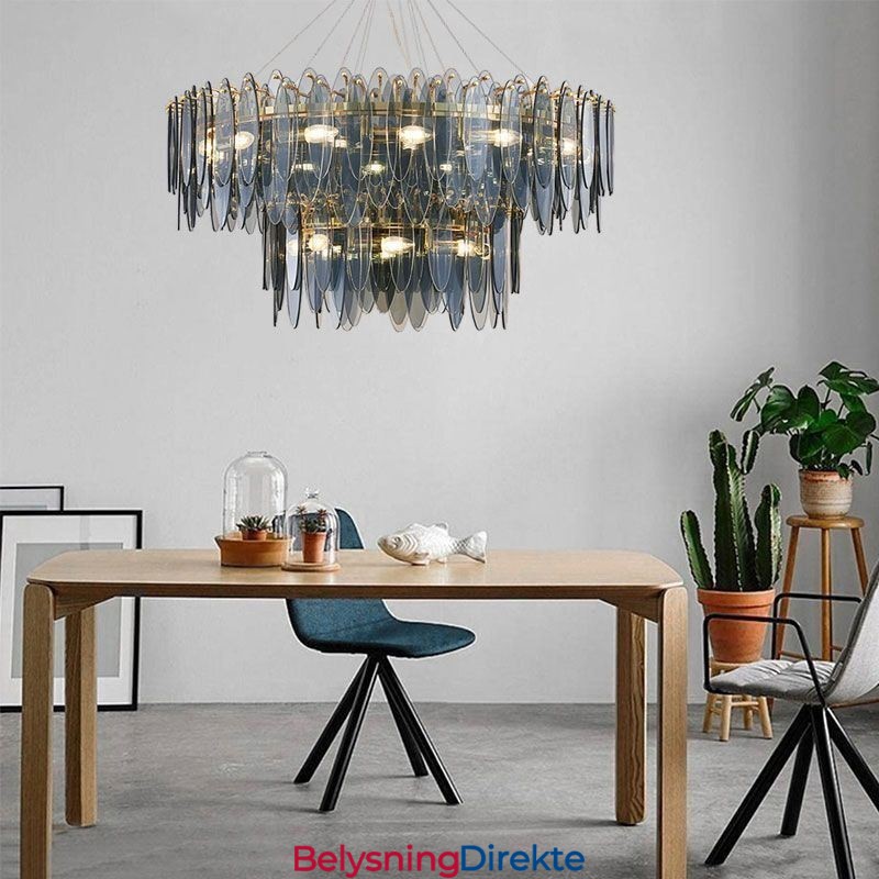 Moderne Rund Glassanhengslampe Elegant Glasslysekrone