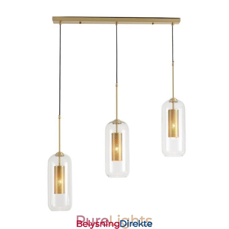 Nordisk Pendellampe I Klart Glass Unik, Innvendig, Hul Pendellampe I Messing